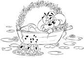 coloriage diddl et diddlina en bateau